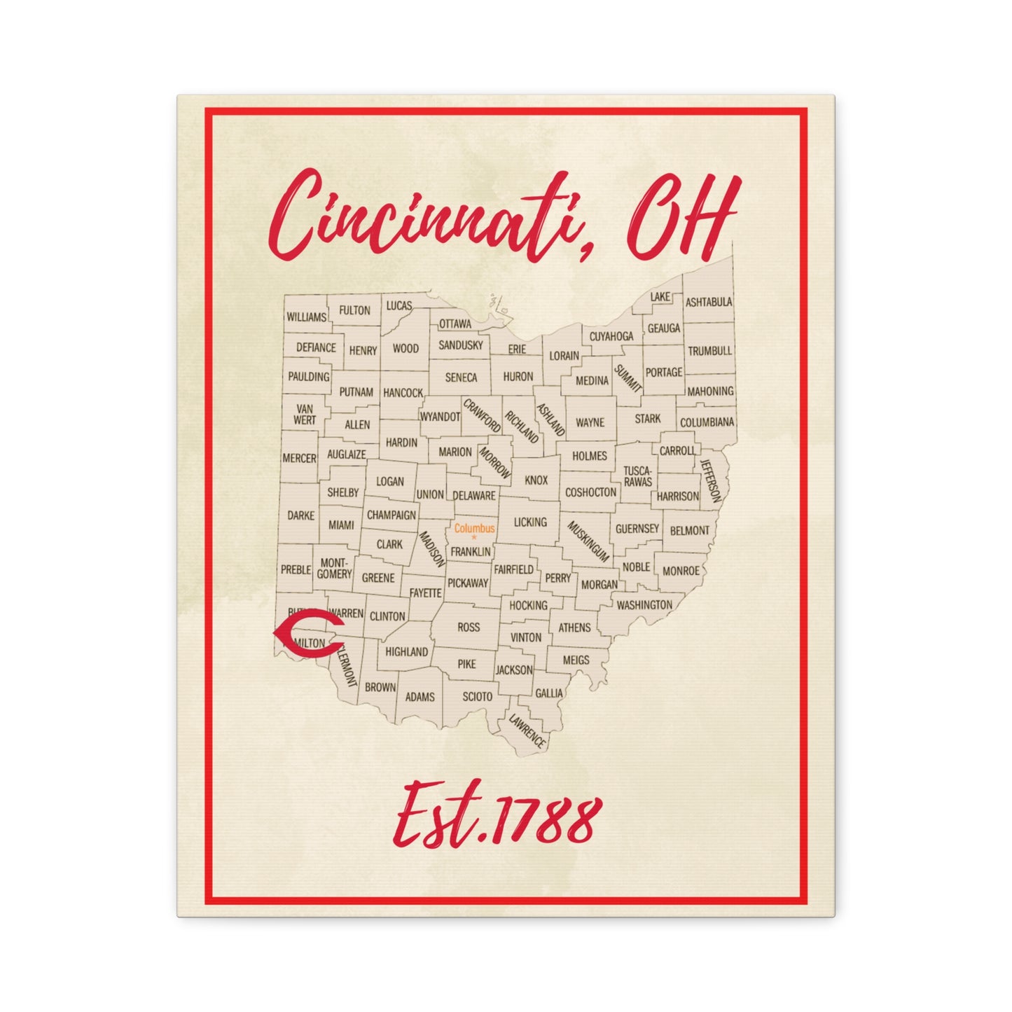 Cincinnati Reds Matte Canvas