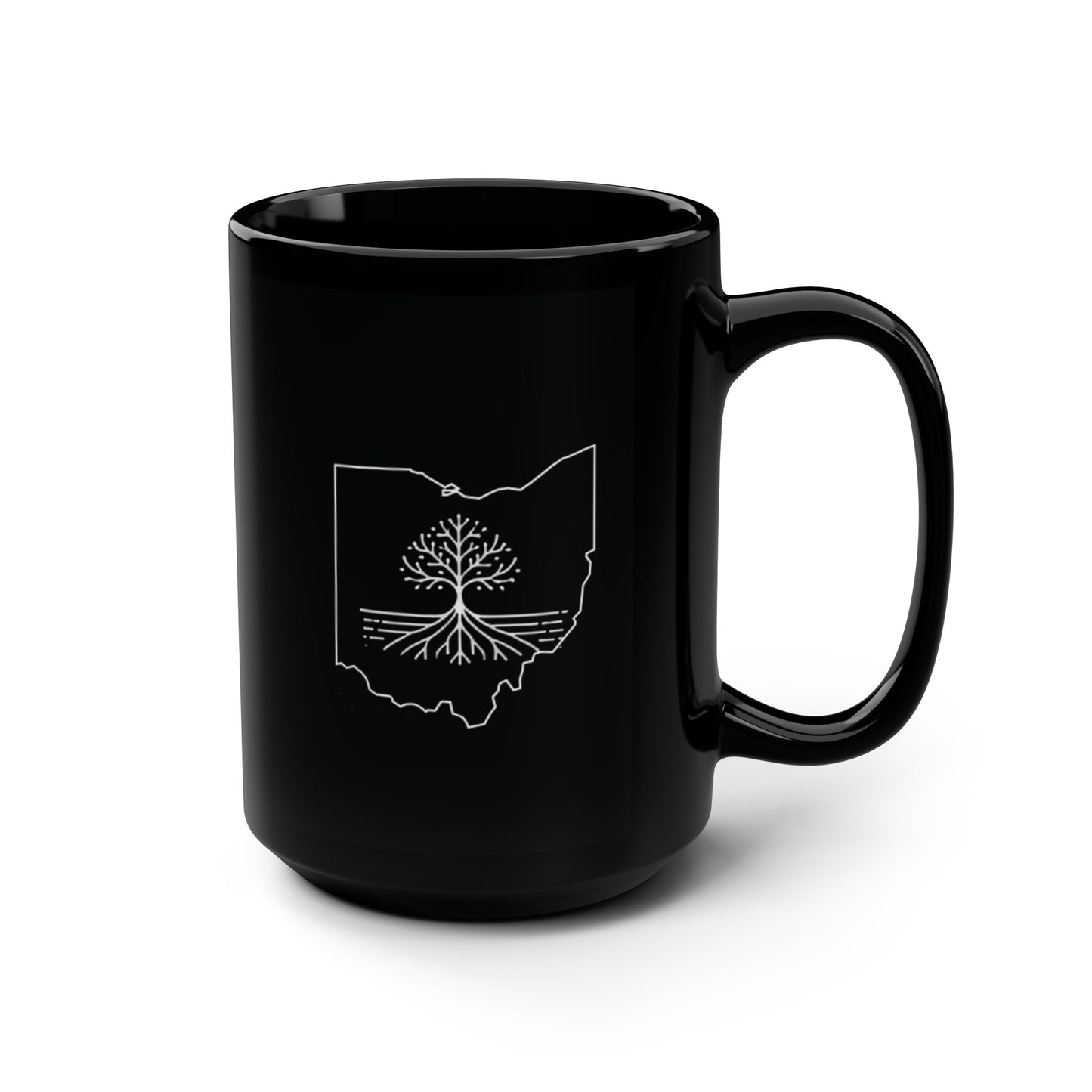 Ohio Roots Black Mug, 15oz