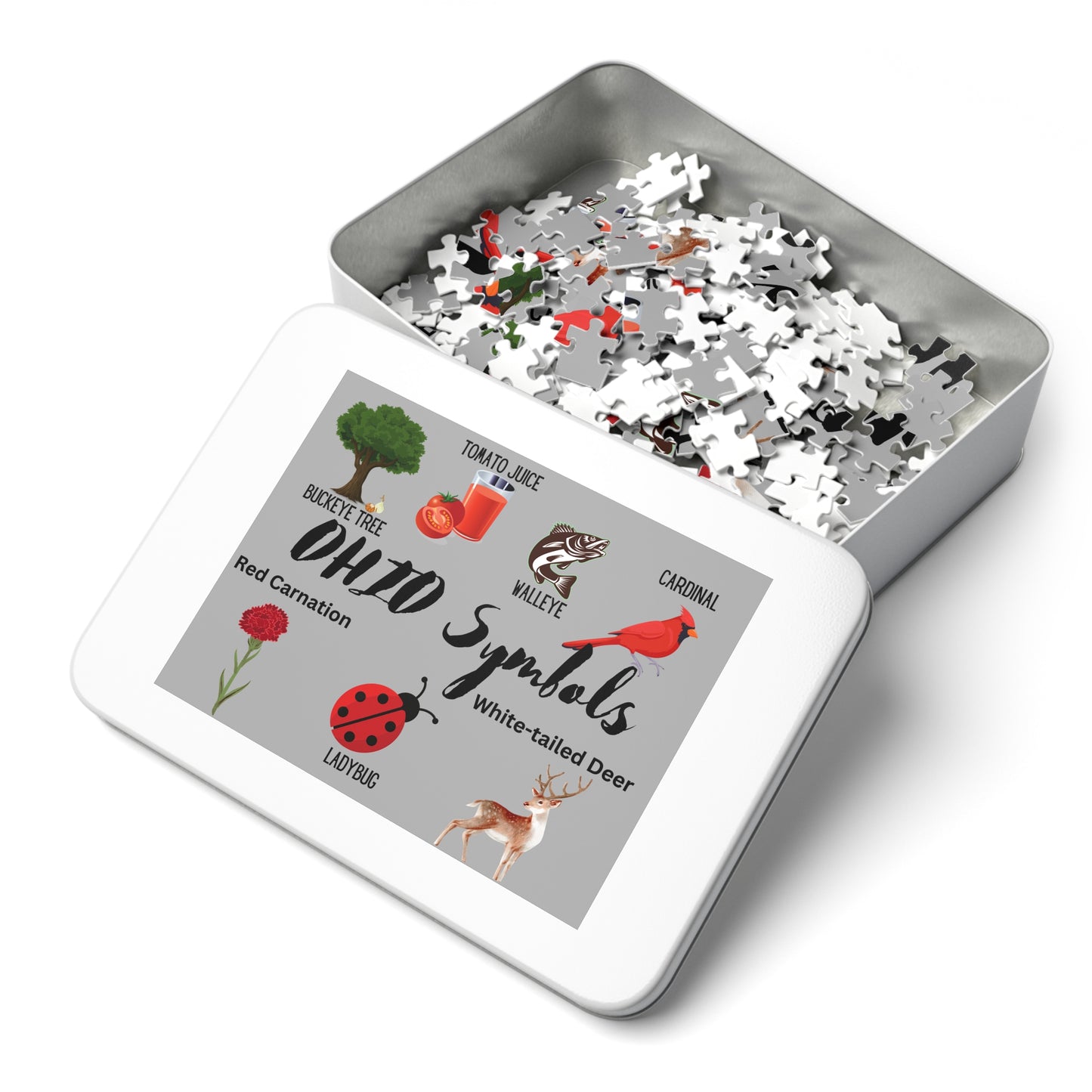 Ohio Symbols Jigsaw Puzzle with Tin